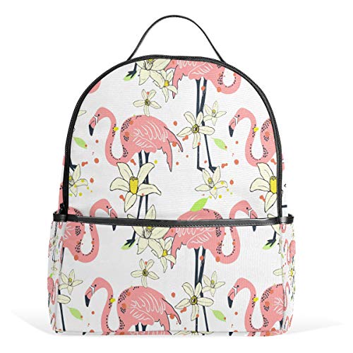 Flamingo Tropische Blumen Rucksack Wasserdicht Schultertasche Buch Tasche Gym Rucksack Tier Vögel Tasche Casual Daypack Outdoor Reise Sporttasche für Damen Herren von Kcldeci