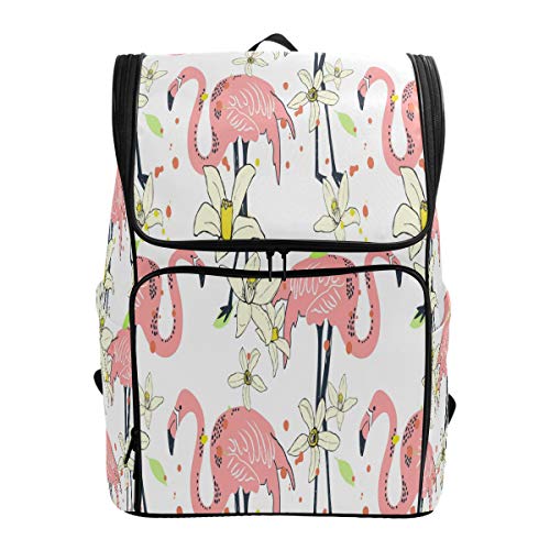 Flamingo Tropische Blumen Schulrucksack Wasserdichte Schultertasche Gym Rucksack Tier Vögel Laptop Tasche Outdoor Reisetasche für Damen Herren von Kcldeci