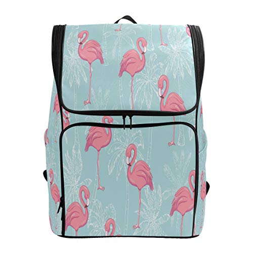 Flamingos Palme Schulrucksack Wasserdicht Schultertasche Gym Rucksack Vogel Blätter Laptop Tasche Outdoor Reisetasche für Damen Herren von Kcldeci