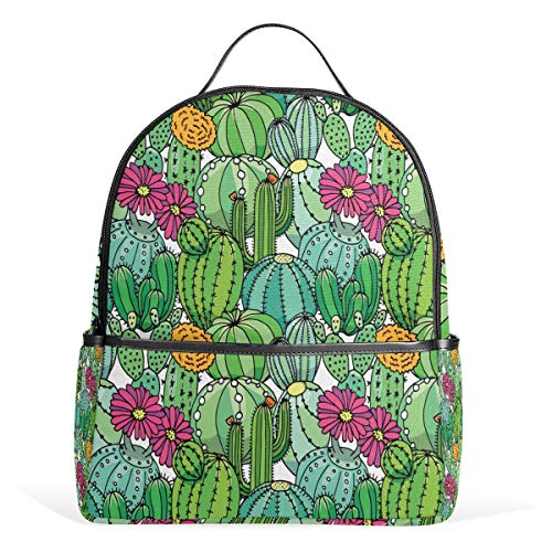 Grüner Kaktus-Rucksack, wasserdicht, Schultertasche, Büchertasche, Gym-Rucksack, Blumenmuster, Rosa, lässig, Tagesrucksack, Outdoor, Reisen, Sporttasche für Kinder, Frauen, Männer, Mädchen, Jungen von Kcldeci