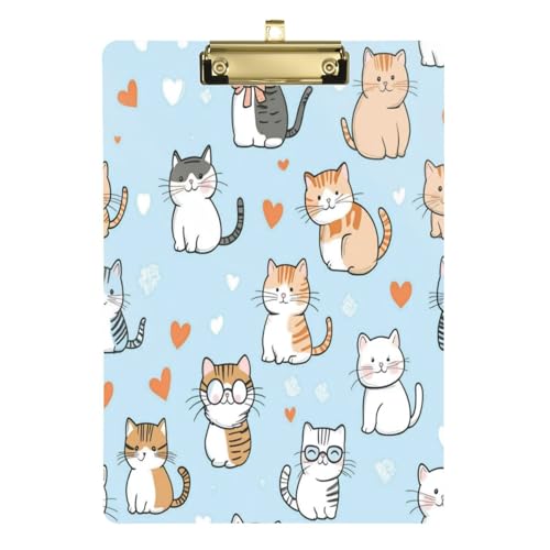 Kcldeci Acryl-Klemmbrett mit Cartoon-Katzen, A4-Größe, Klemmbretter für Klassenzimmer, Krankenpflege, Hartfaserplatte für Bürobedarf, Schule, Silber, 30,5 x 22,9 cm von Kcldeci
