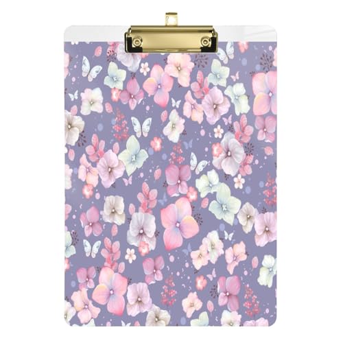 Kcldeci Acryl-Klemmbretter mit Blumen und Schmetterlingen, Standard-A4, Briefgröße, Klemmbrett für Klassenzimmer, Schule und Büro, für Kinder, Studenten, Lehrer, Gold, 30,5 x 22,9 cm von Kcldeci