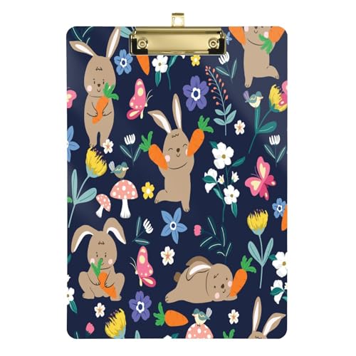 Kcldeci Acryl-Klemmbretter mit niedlichem Hasen-Motiv, Standard-A4, Briefgröße, Klemmbrett für Klassenzimmer, Schule und Büro, für Kinder, Studenten, Lehrer, Silber, 30,5 x 22,9 cm von Kcldeci