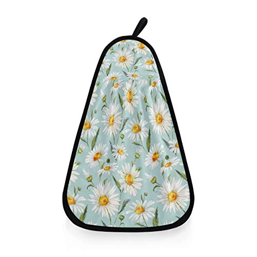 Kcldeci Aquarell-Blumen-Muster Gänseblümchen Handtuch zum Aufhängen Küchentücher weiße Kamille Putztücher Geschirrtuch Waschlappen für Küche Badezimmer Dekor von Kcldeci