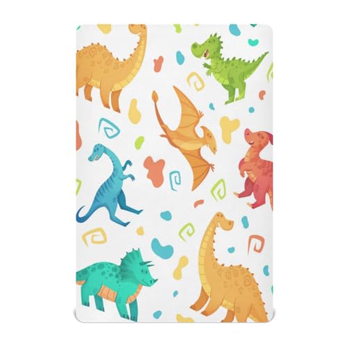 Kcldeci Baby Krippe Laken für Jungen Mädchen Cartoon Dino Dinosaurier Kleinkind Bettwäsche Playard Matratze N Play Sheets M von Kcldeci