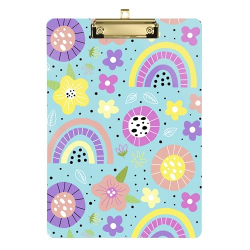 Kcldeci Bunte Blumen und Regenbögen, Acryl-Klemmbretter, Standard-A4, Briefgröße, Klemmbrett für Klassenzimmer, Schule und Büro, für Kinder, Studenten, Lehrer, Silber, 30,5 x 22,9 cm Kcldeci Bunte Blumen und Regenbögen, Acryl-Klemmbretter, Standard-A4, Briefgröße, Klemmbrett für Klassenzimmer, Schule und Büro, für Kinder, Studenten, Lehrer, Silber, 30,5 x 22,9 cm von Kcldeci