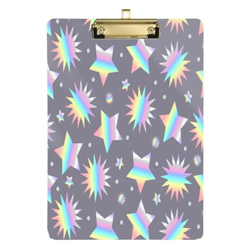 Kcldeci Bunte Regenbogensterne Acryl-Klemmbretter Standard A4 Briefgröße Klemmbrett für Klassenzimmer, Schule und Büro, für Kinder, Studenten, Lehrer, Silber, 30,5 x 22,9 cm Kcldeci Bunte Regenbogensterne Acryl-Klemmbretter Standard A4 Briefgröße Klemmbrett für Klassenzimmer, Schule und Büro, für Kinder, Studenten, Lehrer, Silber, 30,5 x 22,9 cm von Kcldeci