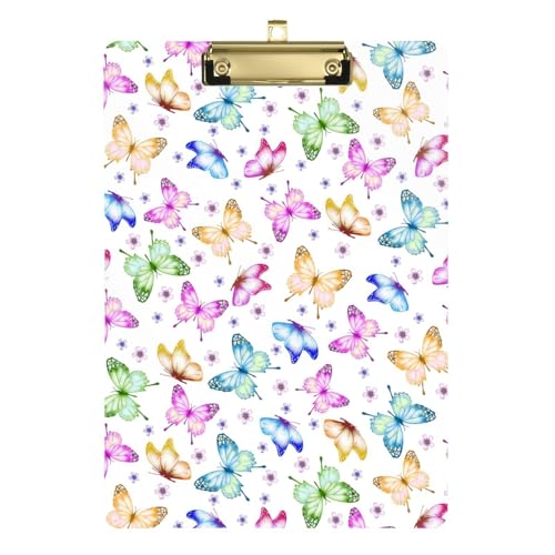 Kcldeci Bunte Schmetterlings- und Blumen-Acryl-Klemmbretter, Standard-A4, Briefgröße, Klemmbrett für Klassenzimmer, Schule und Büro, für Kinder, Studenten, Lehrer, Gold, 30,5 x 22,9 cm Kcldeci Bunte Schmetterlings- und Blumen-Acryl-Klemmbretter, Standard-A4, Briefgröße, Klemmbrett für Klassenzimmer, Schule und Büro, für Kinder, Studenten, Lehrer, Gold, 30,5 x 22,9 cm von Kcldeci