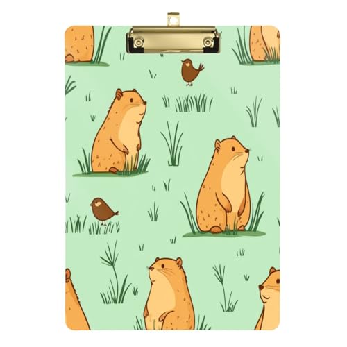 Kcldeci Capybara Acryl-Klemmbrett mit Muster, A4, Klemmbretter für Klassenzimmer, Krankenpflege, Hartfaserplatte für Bürobedarf, Schule, Silber, 30,5 x 22,9 cm von Kcldeci