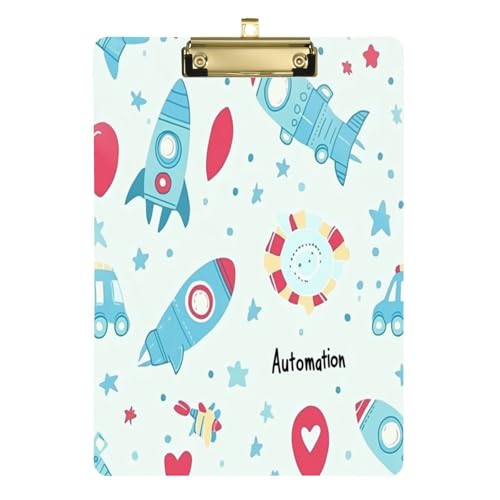 Kcldeci Car Rocket Acryl-Klemmbrett, A4-Größe, Klemmbretter für Klassenzimmer, Krankenpflege, Hartfaserplatte für Bürobedarf, Schule, Gold, 30,5 x 22,9 cm von Kcldeci