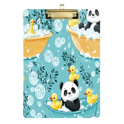 Kcldeci Duck Panda Acryl-Klemmbrett, A4-Größe, Klemmbretter für Klassenzimmer, Krankenpflege, Hartfaserplatte für Bürobedarf, Schule, Silber, 30,5 x 22,9 cm von Kcldeci