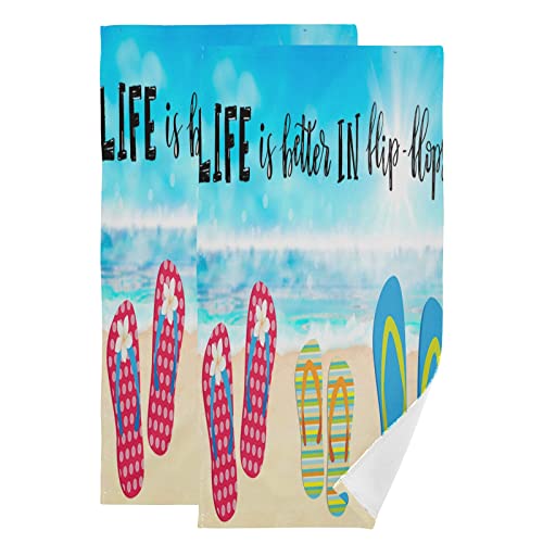 Kcldeci Flip Flop Strand-Küchentücher, 35,6 x 71,1 cm, Küchentücher, 2 Stück, Geschirrtücher zum Trocknen von Geschirr, Kleidung und Geschirrtüchern Kcldeci Flip Flop Strand-Küchentücher, 35,6 x 71,1 cm, Küchentücher, 2 Stück, Geschirrtücher zum Trocknen von Geschirr, Kleidung und Geschirrtüchern von Kcldeci