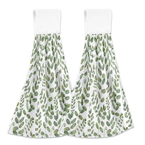 Kcldeci Floral Botanical Hanging Kitchen Towels£⁄ Absorbent Hanging Hand Towel, Cute Hand Towel with hanging Loop Set of 2 von Kcldeci