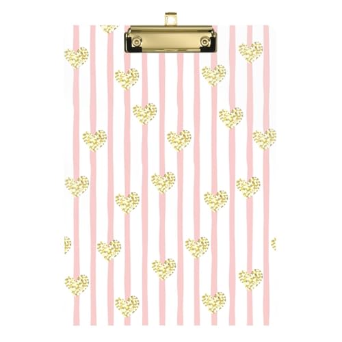 Kcldeci Goldene glitzernde Herz-gestreifte Acryl-Klemmbretter, Standard-A4, Briefgröße, Klemmbrett für Klassenzimmer, Schule und Büro, für Kinder, Studenten, Lehrer, Gold, 30,5 x 22,9 cm Kcldeci Goldene glitzernde Herz-gestreifte Acryl-Klemmbretter, Standard-A4, Briefgröße, Klemmbrett für Klassenzimmer, Schule und Büro, für Kinder, Studenten, Lehrer, Gold, 30,5 x 22,9 cm von Kcldeci