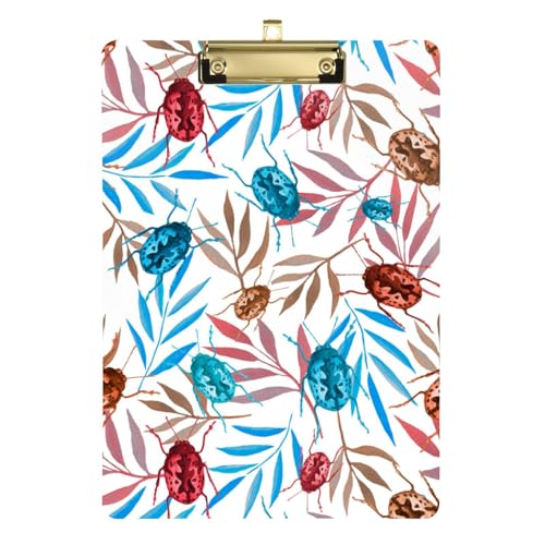 Kcldeci Käfer und bunte Acryl-Klemmbretter, Standard-Buchstaben, A4, Klemmbretter für Klassenzimmer, Lehrer, Frauen, Klemmbrett, Büro, Schulbedarf, Gold, 30,5 x 22,9 cm von Kcldeci