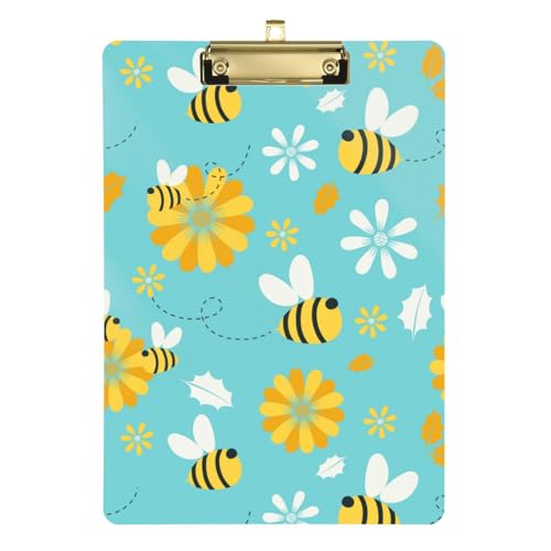 Kcldeci Klemmbretter aus Acryl, Blume und kleine Biene auf blauem Acryl, Standard-Buchstabe, A4, Klemmbretter für Klassenzimmer, Lehrer, Frauen, Klemmbrett, Büro, Schulbedarf, Gold, 30,5 x 22,9 cm Kcldeci Klemmbretter aus Acryl, Blume und kleine Biene auf blauem Acryl, Standard-Buchstabe, A4, Klemmbretter für Klassenzimmer, Lehrer, Frauen, Klemmbrett, Büro, Schulbedarf, Gold, 30,5 x 22,9 cm von Kcldeci