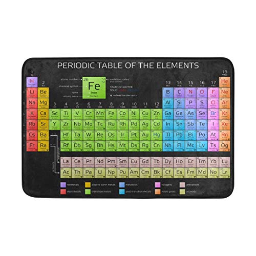 Kcldeci Periodensystem der Elemente, Badematte, Fußmatte, Fußmatte, für Eingang, Chemie, Innenmatten, Fußmatte, Fußabstreifer, rutschfest, für Zuhause, Küche, Badezimmer, Büro, Dekoration, 40 x 60 cm von Kcldeci