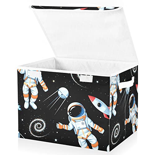 Kcldeci Spielzeugkiste für Kinder, Astronauten, Raketen und Galaxien, zusammenklappbar, Aufbewahrungskorb für Kinderzimmer, Spielzimmer, Schlafzimmer von Kcldeci