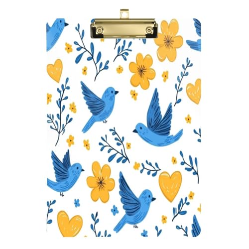 Kcldeci Taubenblumen-Acryl-Klemmbrett, A4-Größe, Klemmbretter für Klassenzimmer, Krankenpflege, Hartfaserplatte für Bürobedarf, Schulgold, 30,5 x 22,9 cm von Kcldeci