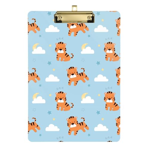 Kcldeci Tigers Pastellfarbene niedliche Tier-Klemmbretter aus Acryl, Standard-Buchstabe, A4, Klemmbretter für Klassenzimmer, Lehrer, Frauen, Klemmbrett, Büro, Schulbedarf, Gold, 30,5 x 22,9 cm von Kcldeci