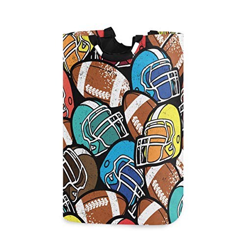 Kcldeci Wäschekorb mit American Football-Muster, faltbar, mit Griff, für Zuhause, Badezimmer von Kcldeci