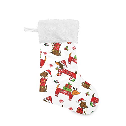 Kcldeci Weihnachtsstrümpfe, 43,2 cm, Weihnachtsstrümpfe, Dackel, Weihnachtsstrümpfe, Socken, Kamin, hängende Strümpfe für Familie, Weihnachtsdekoration von Kcldeci