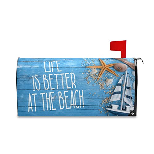 Kcldeci Wooden Board Maritime Life Better at The Beach Magnetic Mailbox Cover Mailbox Cover Magnetic Mailbox Wraps Post Letter Box Cover Garden Standard Size 18 X 53.3 cm von Kcldeci