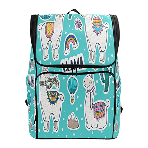 Llama Alpaka-Schulrucksack, wasserdicht, Schultertasche, Gym-Rucksack, Kaktus-Tier, blau, Laptop-Tasche, Outdoor-Reisetasche für Kinder, Mädchen, Jungen, Frauen von Kcldeci