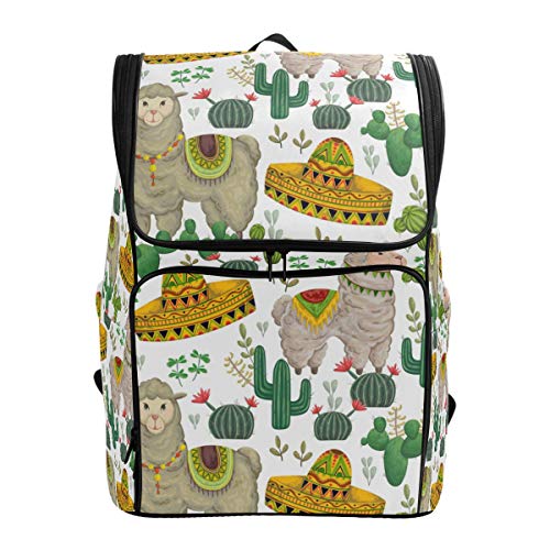 Llama Kaktus Floral Schulrucksack Wasserdicht Schultertasche Gym Rucksack Tier Laptop Tasche Outdoor Reisetasche für Kinder Mädchen Jungen Frauen von Kcldeci