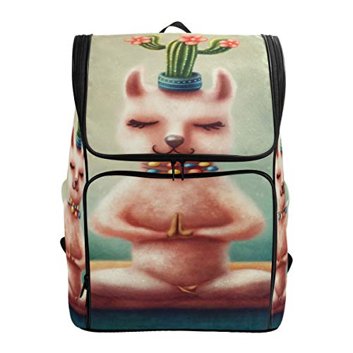 Llama Yoga Alpaka Schulrucksack Wasserdicht Schultertasche Gym Rucksack Kaktus Tier Laptop Tasche Outdoor Reisetasche für Kinder Mädchen Jungen Frauen von Kcldeci
