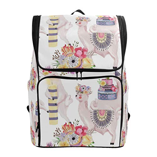 Llamas Alpakas Schulrucksack Wasserdicht Schultertasche Gym Rucksack Aniaml Kuchen Kerze Blume Laptop Tasche Outdoor Reisetasche für Kinder Mädchen Jungen Frauen von Kcldeci