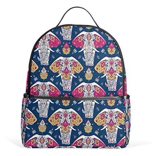 Mandala Elefant Geometrischer Rucksack, wasserdicht, Schultertasche, Büchertasche, Gym-Rucksack, Blaue Tiertasche, lässige Tagesrucksack, Outdoor, Reisen, Sporttasche für Damen und Herren von Kcldeci