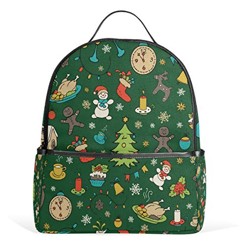 Merry Christmas Cupcke Rucksack Wasserdicht Schulter Buch Tasche Gym Rucksack Schneeflocke Schneemann Tasche Casual Daypack Outdoor Reise Sporttasche für Damen Herren von Kcldeci