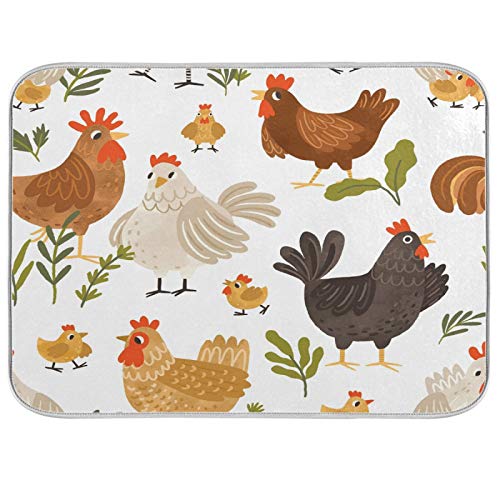 Mikrofaser-Abtropfmatte mit niedlichen Hahnen, saugfähige Geschirrabtropfunterlage, Küchentheke, 40,6 x 45,7 cm, Hühner, Hühner, Pflanzen, hitzebeständige Spülbeckenmatte Mikrofaser-Abtropfmatte mit niedlichen Hahnen, saugfähige Geschirrabtropfunterlage, Küchentheke, 40,6 x 45,7 cm, Hühner, Hühner, Pflanzen, hitzebeständige Spülbeckenmatte von Kcldeci