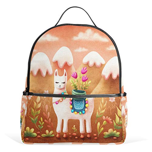 Niedlicher Llama-Alpaka-Schulrucksack, wasserdichte Schultertasche, Turnbeutel, Tier-Kaktus, Wolken-Tasche, lässiger Tagesrucksack, Outdoor-Reisen, Sporttasche für Kinder, Damen, Herren von Kcldeci