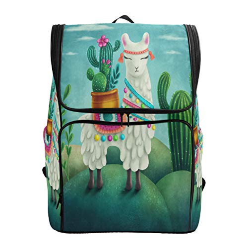 Niedlicher Llama-Kaktus-Rucksack, wasserdichte Umhängetasche, Turnbeutel, Blumen-Blumenmuster, Tier, Laptop-Tasche, Outdoor-Reisetasche für Kinder, Mädchen, Jungen, Frauen von Kcldeci