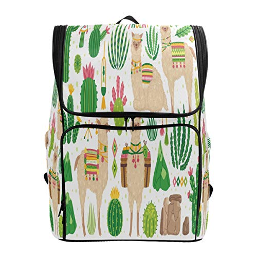 Niedlicher Llamas Kaktus Schulrucksack, wasserdicht, Schultertasche, Fitnessstudio-Rucksack, Blumenmuster, Laptop-Tasche, Outdoor, Reisetasche für Kinder, Mädchen, Jungen, Frauen von Kcldeci