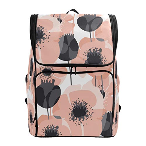 Pastellrosa Poppy Floral Schulrucksack Wasserdichte Schultertasche Gym Rucksack Blume Laptop Tasche Outdoor Reisetasche für Kinder Mädchen Jungen Frauen von Kcldeci