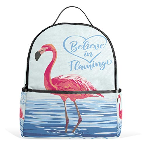 Pink Flamingo Blue Sea Rucksack Wasserdichte Schultertasche Book Bag Gym Rucksack Vogel Tier Tasche Casual Day Pack Outdoor Reise Sporttasche für Damen Herren von Kcldeci