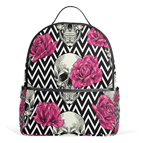 Rucksack mit Totenkopf-Rosen-Motiv, wasserdicht, Schultertasche, Turnbeutel, rosa Blume, lässiger Tagesrucksack, Outdoor-Reise, Sporttasche für Damen und Herren Rucksack mit Totenkopf-Rosen-Motiv, wasserdicht, Schultertasche, Turnbeutel, rosa Blume, lässiger Tagesrucksack, Outdoor-Reise, Sporttasche für Damen und Herren von Kcldeci