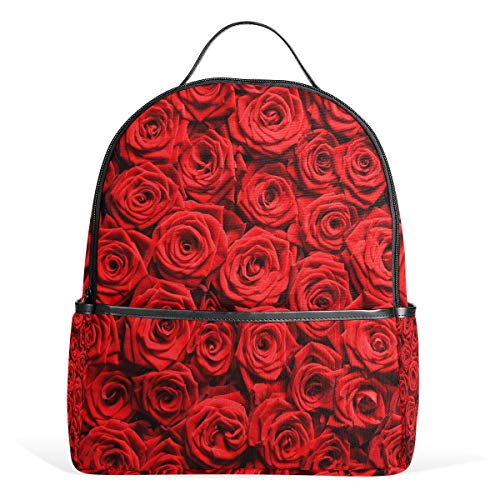 Rucksack mit roten Rosen und Blumen, wasserdicht, für Damen und Herren von Kcldeci
