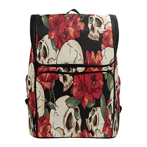 Schulrucksack mit Totenkopf-Rosen-Motiv, wasserdichte Schultertasche, Turnrucksack, rote Blume, Laptop-Tasche, Outdoor-Reisetasche für Damen und Herren Schulrucksack mit Totenkopf-Rosen-Motiv, wasserdichte Schultertasche, Turnrucksack, rote Blume, Laptop-Tasche, Outdoor-Reisetasche für Damen und Herren von Kcldeci