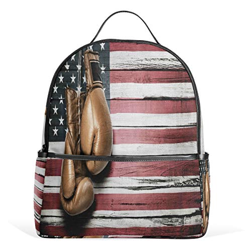 Schulrucksack mit amerikanischer Flagge, aus Holz, wasserdicht, für Sport, für Kinder, Damen, Herren von Kcldeci