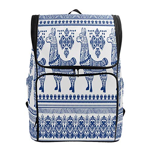 Süße Alpaka Lama Schulrucksack Wasserdicht Schultertasche Gym Rucksack Blau Tier Laptop Tasche Outdoor Reisetasche für Kinder Mädchen Jungen Frauen von Kcldeci