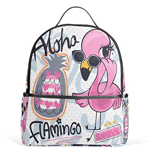 Süße Flamingos Mädchen Rucksack, wasserdicht, Schultertasche, Büchertasche, Turnrucksack, Ananas, Vogel, Tiertasche, lässig, Outdoor, Reisen, Sport, Tasche für Damen und Herren von Kcldeci