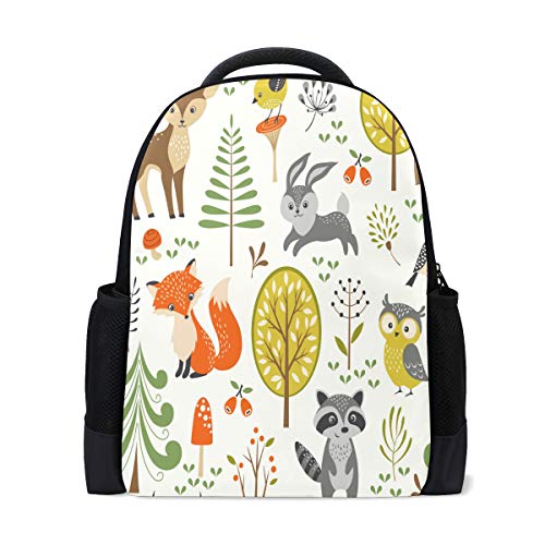 Süßer Fuchs Hirsch Reise Laptop Rucksack Schule Buch Tasche Wald Tier Baum Causal Daypack Outdoor Business Wandern Rucksäcke Camping Schultertaschen für Studenten Damen Herren von Kcldeci