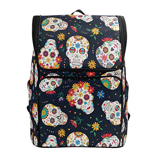 Sugar Skull Floral Schulrucksack Wasserdicht Schultertasche Gym Rucksack Blume Laptop Tasche Outdoor Reisetasche für Damen Herren Sugar Skull Floral Schulrucksack Wasserdicht Schultertasche Gym Rucksack Blume Laptop Tasche Outdoor Reisetasche für Damen Herren von Kcldeci