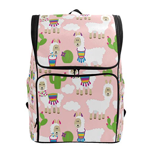 Tilable Llama Kaktus Schulrucksack Wasserdicht Schultertasche Gym Rucksack Pink Tier Laptop Tasche Outdoor Reisetasche für Kinder Mädchen Jungen Frauen von Kcldeci