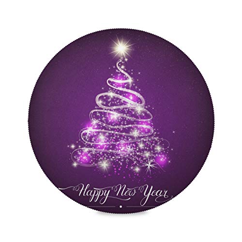 Tischsets für Weihnachten, violett, glänzend, Tannenbaum, rund, 6 Stück von Kcldeci
