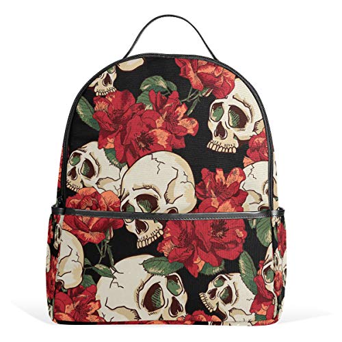 Totenkopf-Rosen-Rucksack, wasserdicht, Schultertasche, Turnbeutel, rote Blume, Tasche, lässiger Tagesrucksack, Outdoor-Reise, Sporttasche für Damen und Herren Totenkopf-Rosen-Rucksack, wasserdicht, Schultertasche, Turnbeutel, rote Blume, Tasche, lässiger Tagesrucksack, Outdoor-Reise, Sporttasche für Damen und Herren von Kcldeci